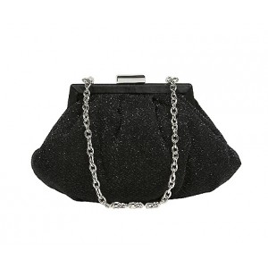 Evening Bag - 12 PCS - Glittery Look Fabric - Black - BG-92093B